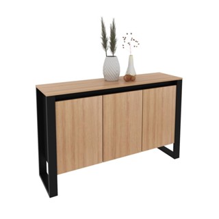 Armário Escritório 3 Portas Tecnomobili Amêndoa/Preto ME4147 em Oferta na Shopee