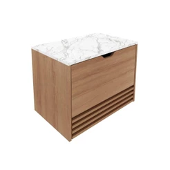 Gabinete Suspenso para Banheiro 60cm Tecno Mobili BN3613 Amêndoa Mármore Branco