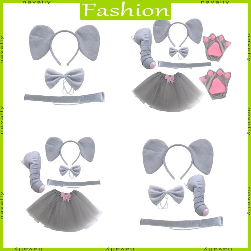 nava 3 4 5 6 Traje Elefante Para Orelhas Bandana Cauda Nariz Saia Cosplay Accessori