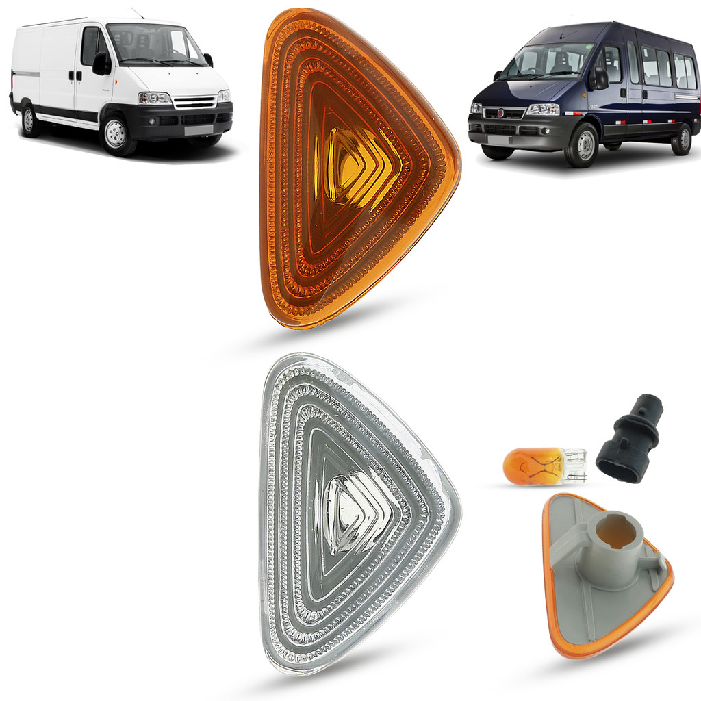 Lanterna Pisca Seta Lateral + Soquete e Lâmpada Fiat Ducato Boxer Jumper 2006 a 2017