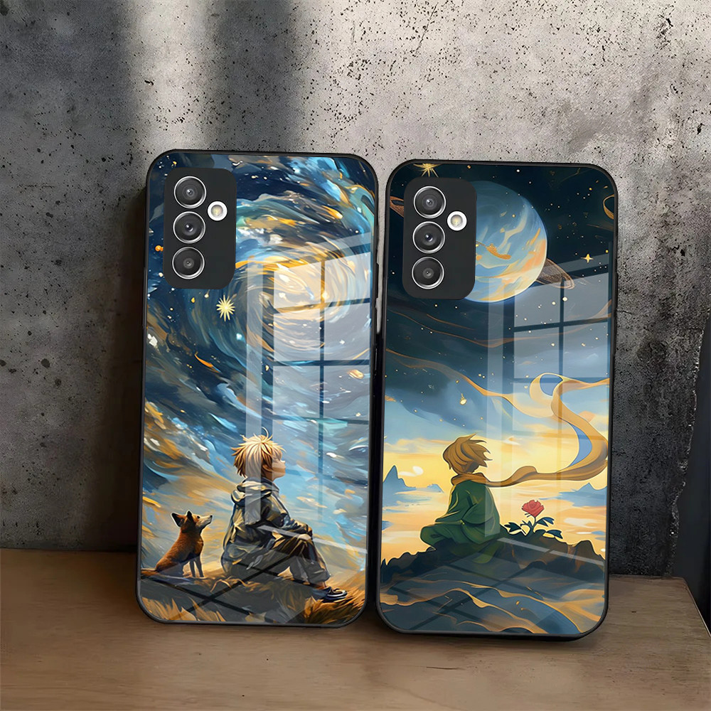 O Pequeno Príncipe Caso De Telefone Vidro Para Samsung Galaxy S20 S21 S22 S24 S23 S24FE Ultra Fe Plus A04 A12 A25 A33 A34 A54 A52 A53 A55 Luxo Capa De Temperado