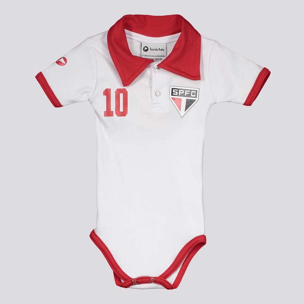 Body Polo São Paulo Branco e Vermelho em Oferta na Shopee