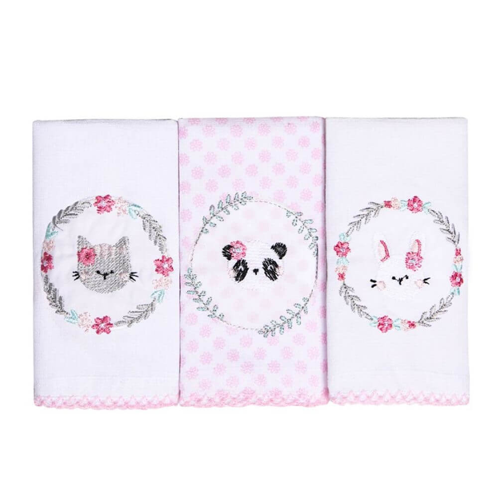 Kit Pano De Boca Papi Bordados Karinho Amigas - 03 Peças em Oferta na Shopee