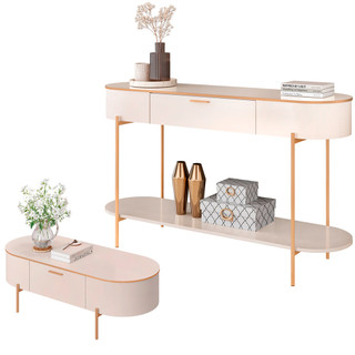 Aparador Beca e Mesa de Centro Giverny Orgânico Industrial D05 Off White - Lyam Decor em Oferta na Shopee