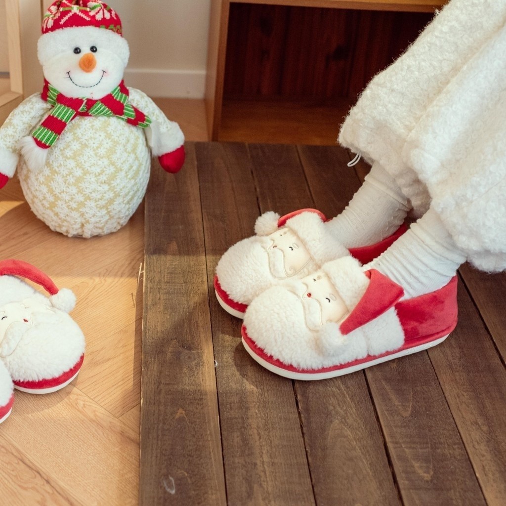 XIXITIAO Chinelos de algodão Natal Véspera de Natal Elk Quente Moda Casa Algodão Sola Macia Meninos Meninas Inverno