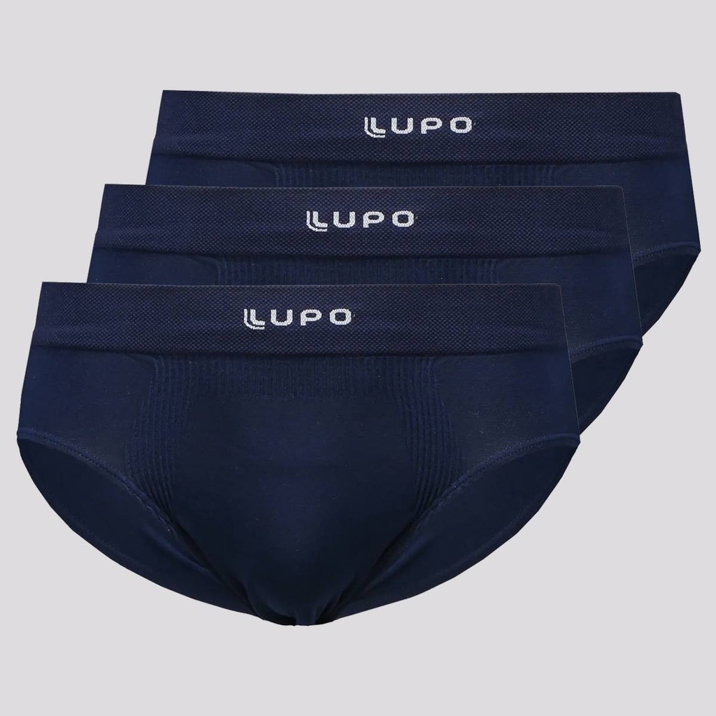 Kit 3 Cuecas Boxer Lupo Micromodal Marinho em Oferta na Shopee