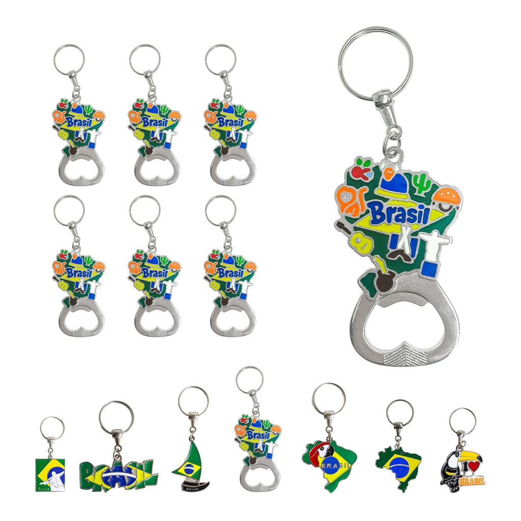 Kit 12 Chaveiros Abridores De Garrafa De Metal Mapa Brasil - Lembrancinhas Souvenirs Turísticos