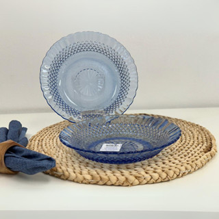 Jogo de Prato Redondo Fundo Barroco AZUL CLARO com 6 Pratos Vidro 21cm em Oferta na Shopee