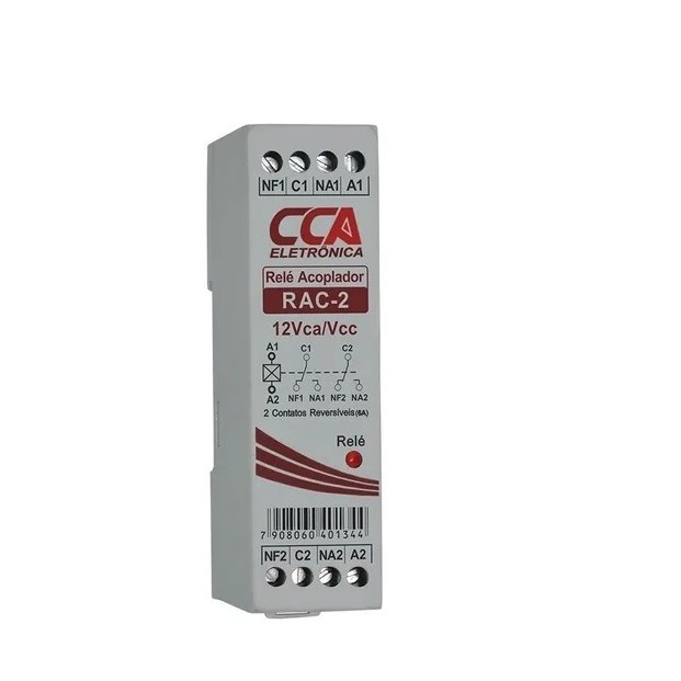 RELE ACOPLADOR 12VCC 2 CONTATO REVERSIVEL SIBRATEC