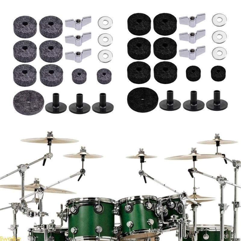 liweike Conjunto 18 Peças Prático Bateria Feltros Prato + Mangas + Porcas Asa + Arruelas