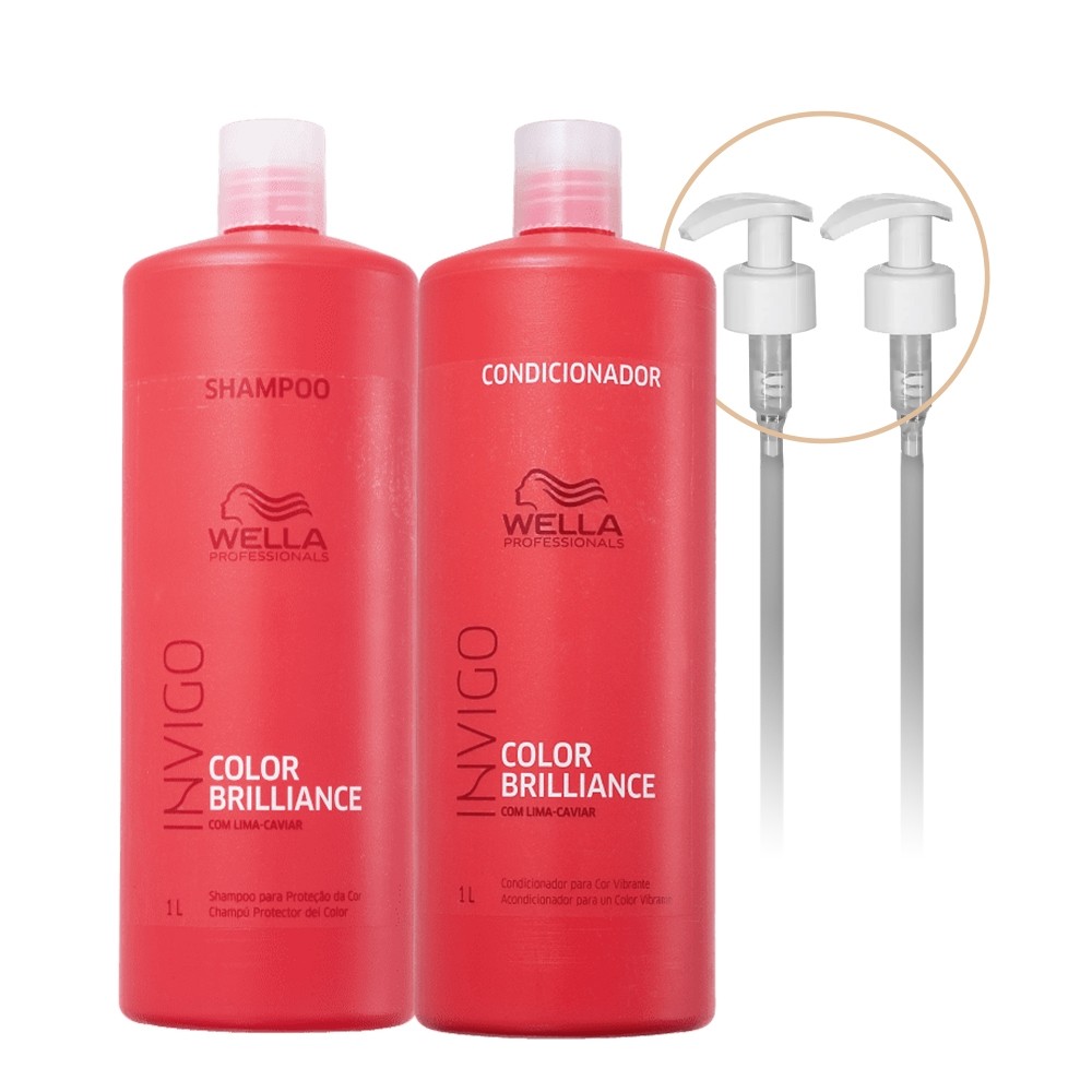 Kit Wella Professionals Invigo Color Brilliance Shampoo Condicionador 1L e Válvula (4 produtos) em Oferta na Shopee