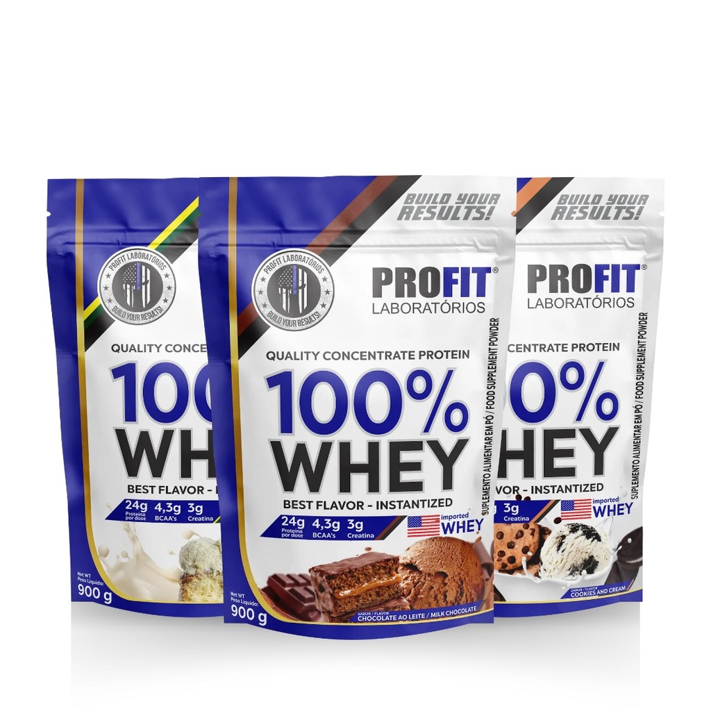 100% Whey Concentrate Protein Refil 900g Profit Labs
