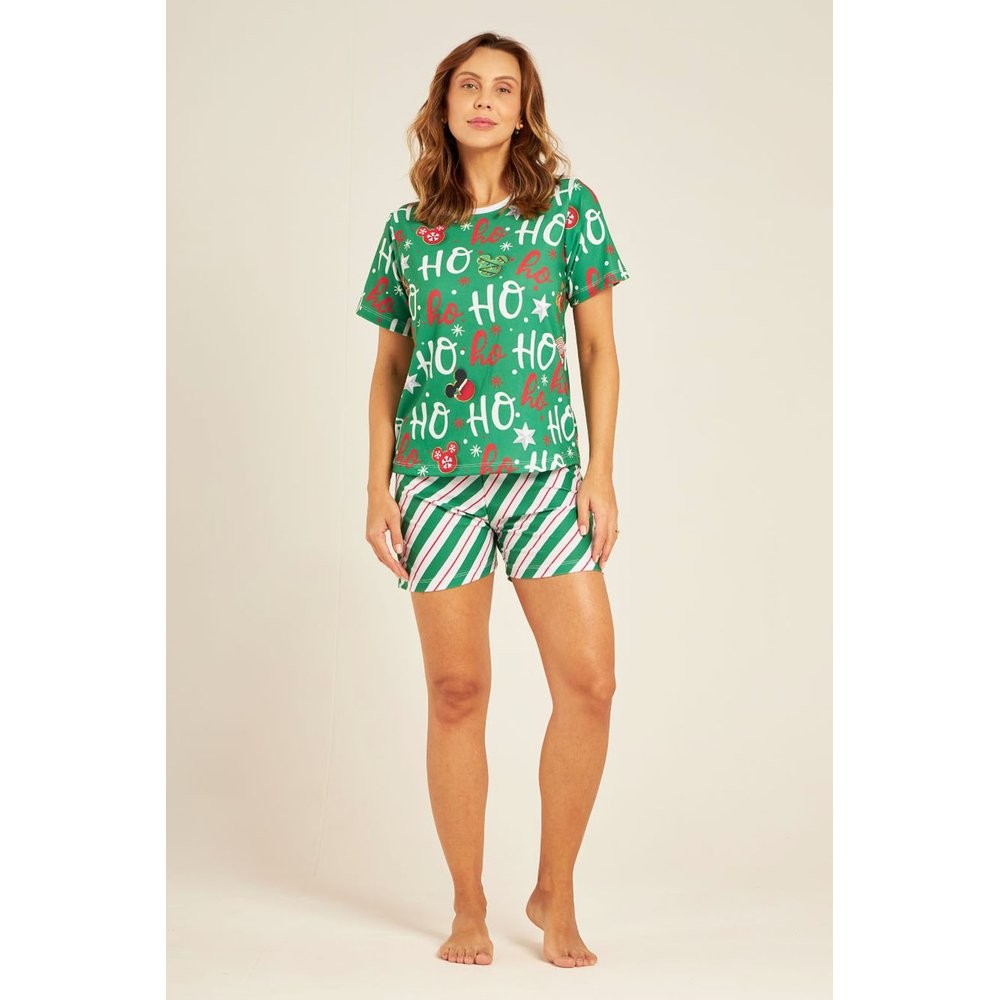 Pijama Feminino Curto Natal HoHo Green