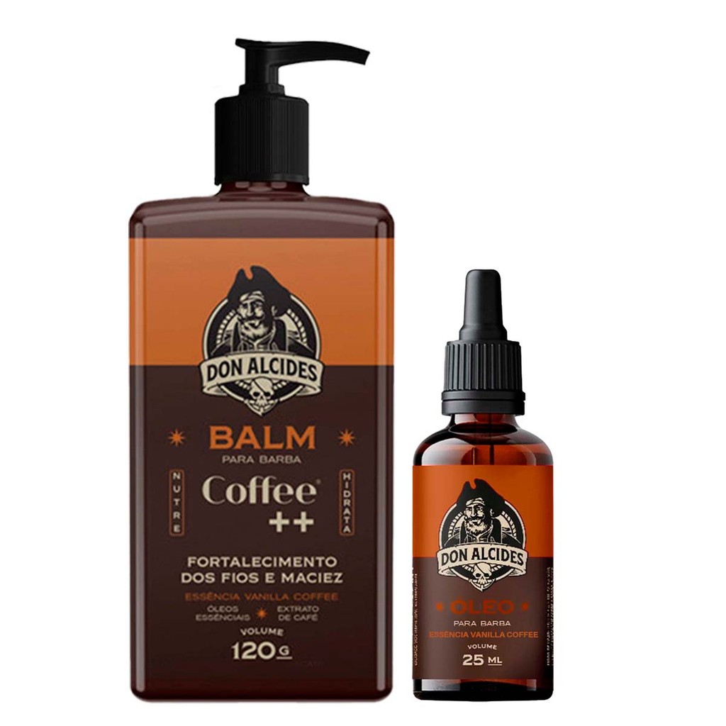 Kit Balm e Óleo Hidratante Para Barba Coffee Don Alcides