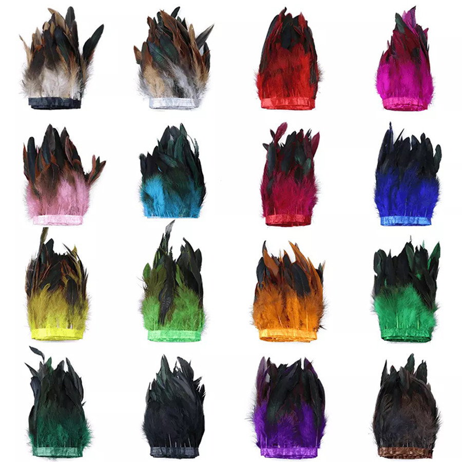 Guarnição De Pena De Galo Natural De 1M 15-20cm – Penas Macias E Coloridas Para Artesanato DIY Decoração De Carnaval