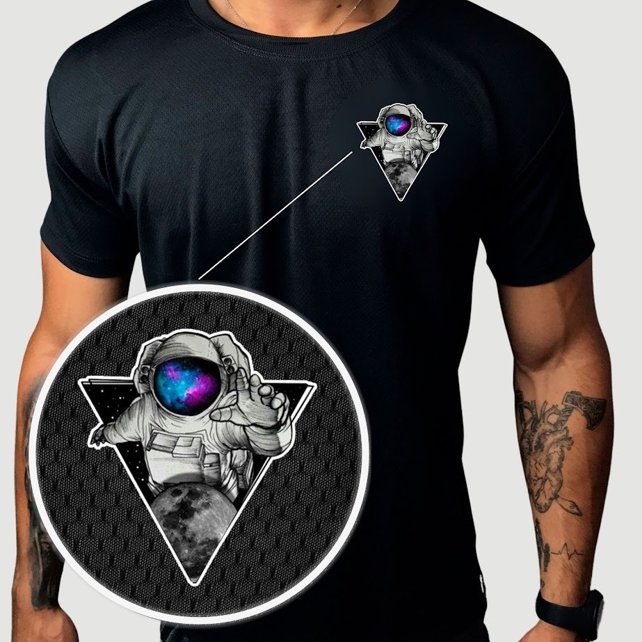Camisa Dry-Fit Masculina -  camisa ASTRONAUTA 01 Academia, Corrida TREINO crossfit musculação anti-odor
