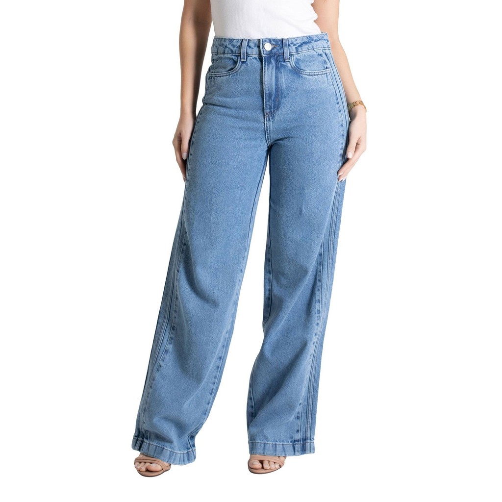 Calça Jeans Sawary Wide Leg - 279937 em Oferta na Shopee