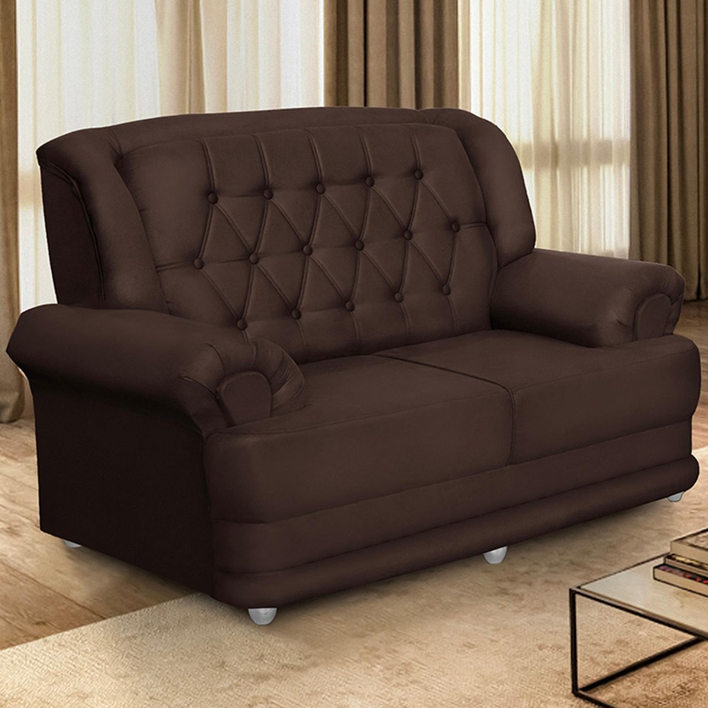 Sofá 1,50m 2 Lugares Suede Filadélfia Marrom Café