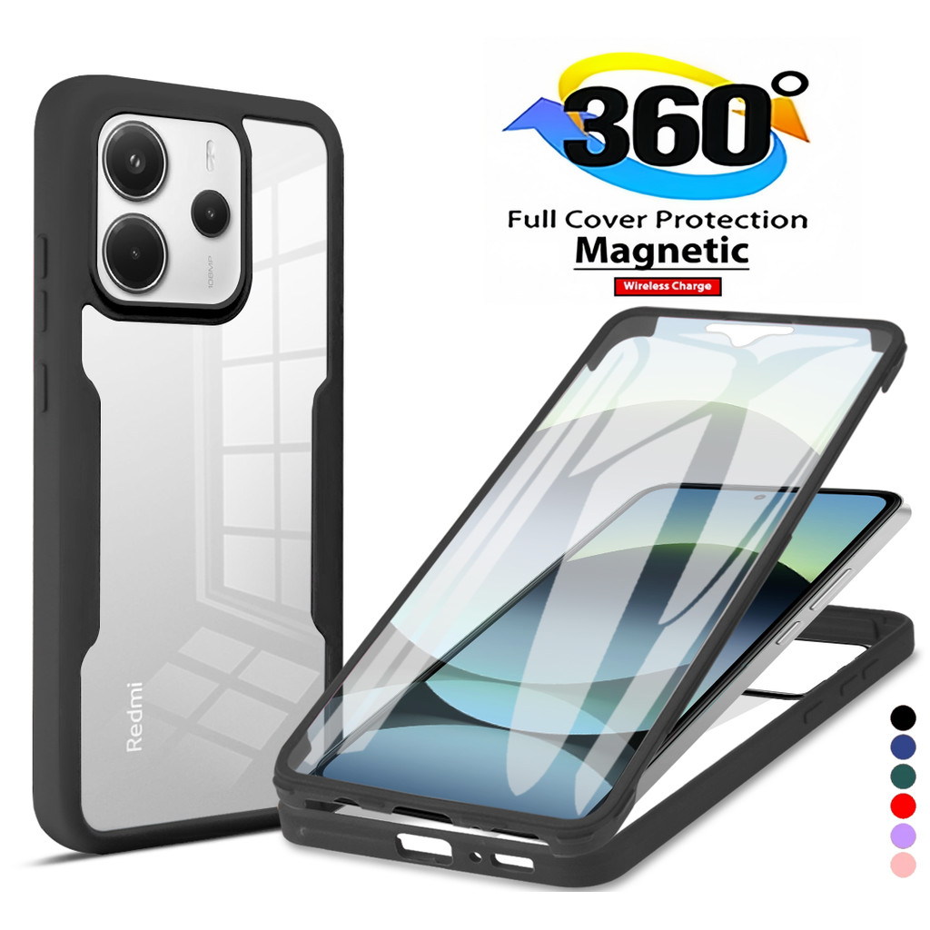 360 Protetor De Tela De Corpo Inteiro Caso Transparente Para Xiaomi Redmi 15C 14C 13C Note 15 14 13 Pro Capa De Telefone