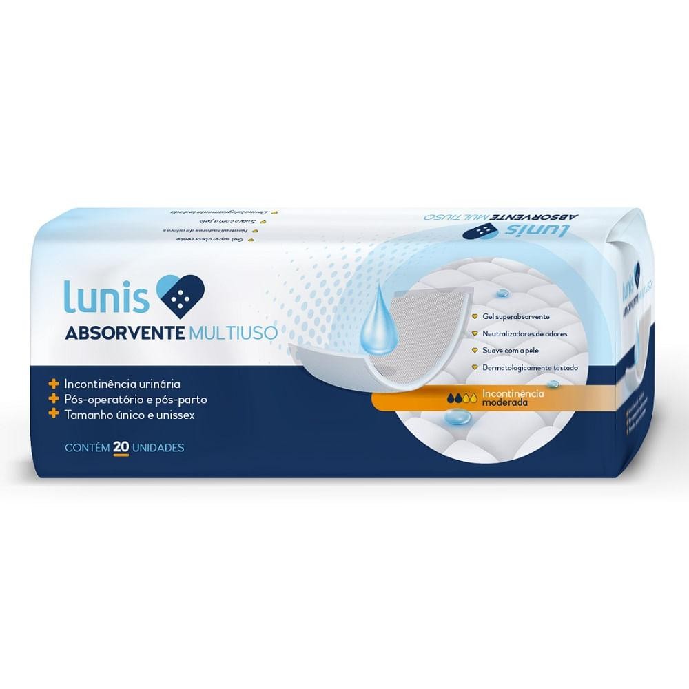 Absorvente Multiuso Lunis c/ 20 Un – Pós-Parto Cirurgia e Incontinência em Oferta na Shopee