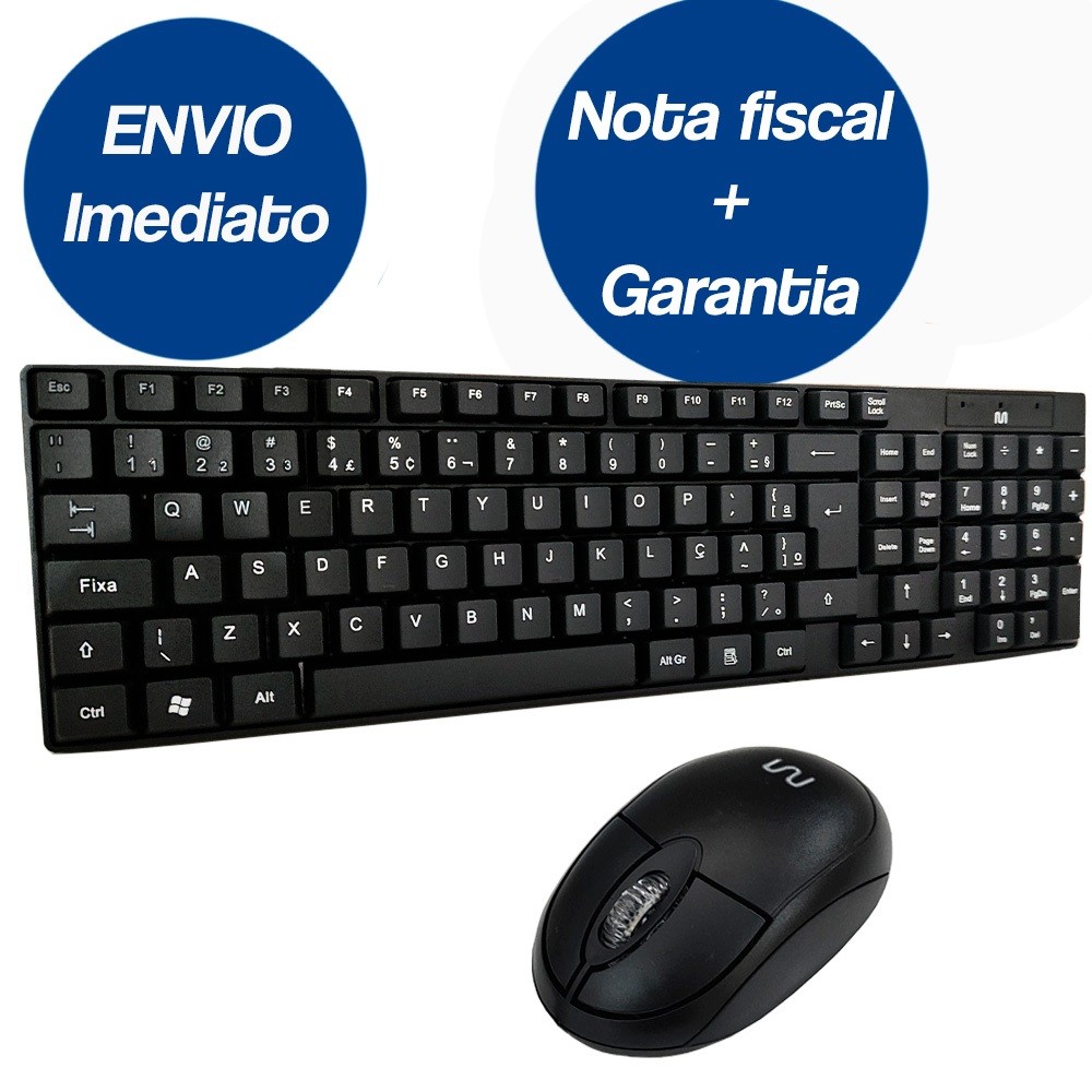 Kit Teclado E Mouse Com Fio Usb Basico Simples Office Qualidade Computador Notebook Informática