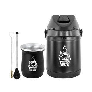 Kit Tereré Garrafa Preta Térmica 2.5l Bomba Preta Tradicional Alumínio Plástica Preta Copo Cuia Alumínio em Oferta na Shopee