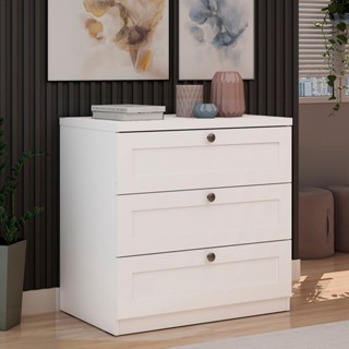 Cômoda Genialflex Infinity 3 Gavetas 100% MDF Branco em Oferta na Shopee