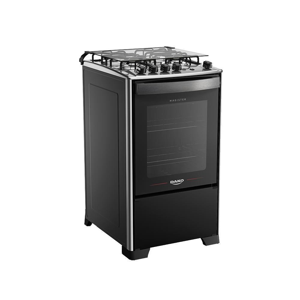 Fogão 4 Bocas Preto Com Mesa Inox Dako Magister Bivolt em Oferta na Shopee