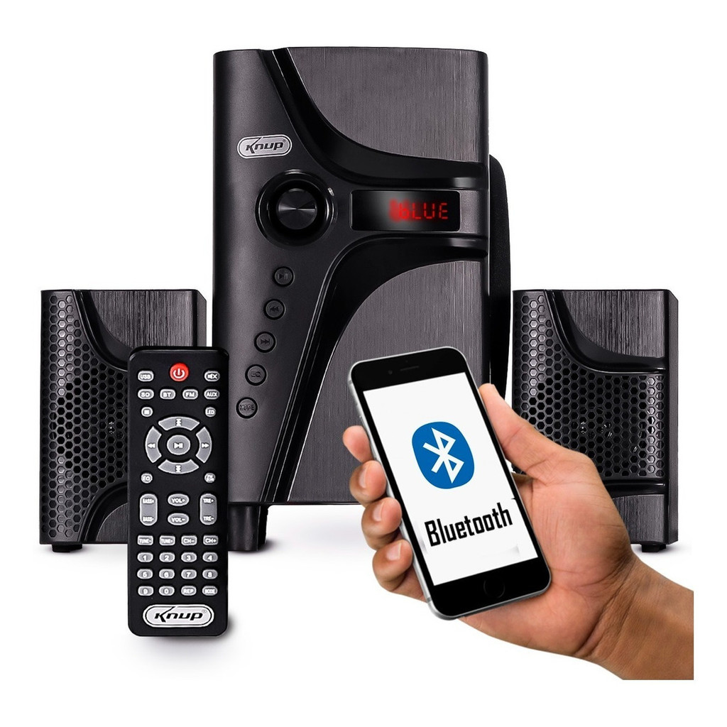 Micro System Home Theater Caixa De Som Bluetooth 2.1 Subwoofer Rádio Fm Usb Sd Control Remoto Bivolt