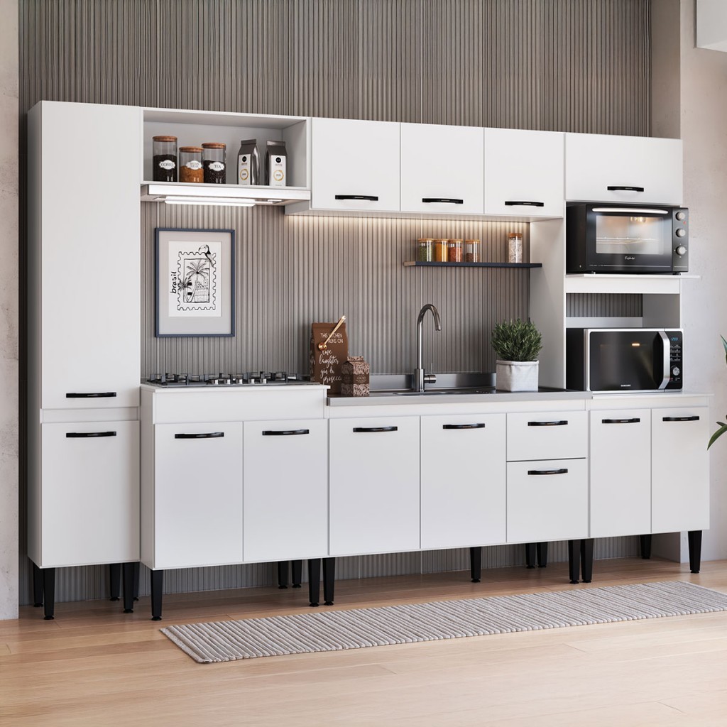 Armário de Cozinha Laís 13 Portas 1 Gaveta Branco - Pnr Móveis em Oferta na Shopee