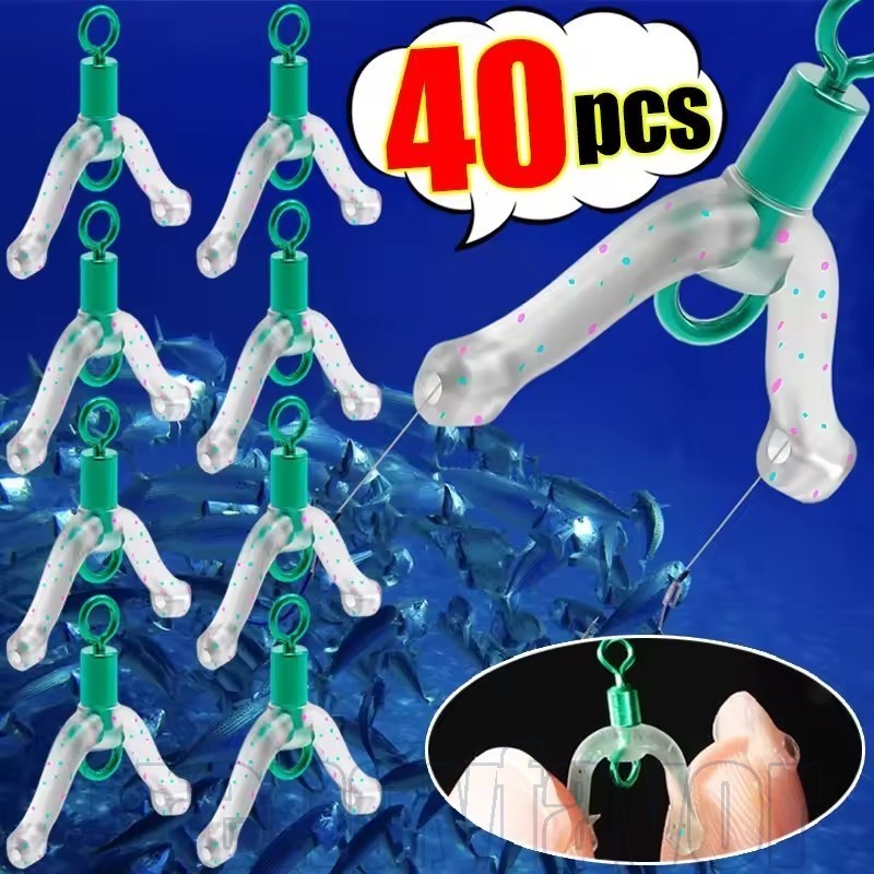 Divisor De Gancho De Pesca De Silicone De 40 Unidades-Equipamento Anti-Envoltório De Anzol-Bifurcador De Sublinha Acessó