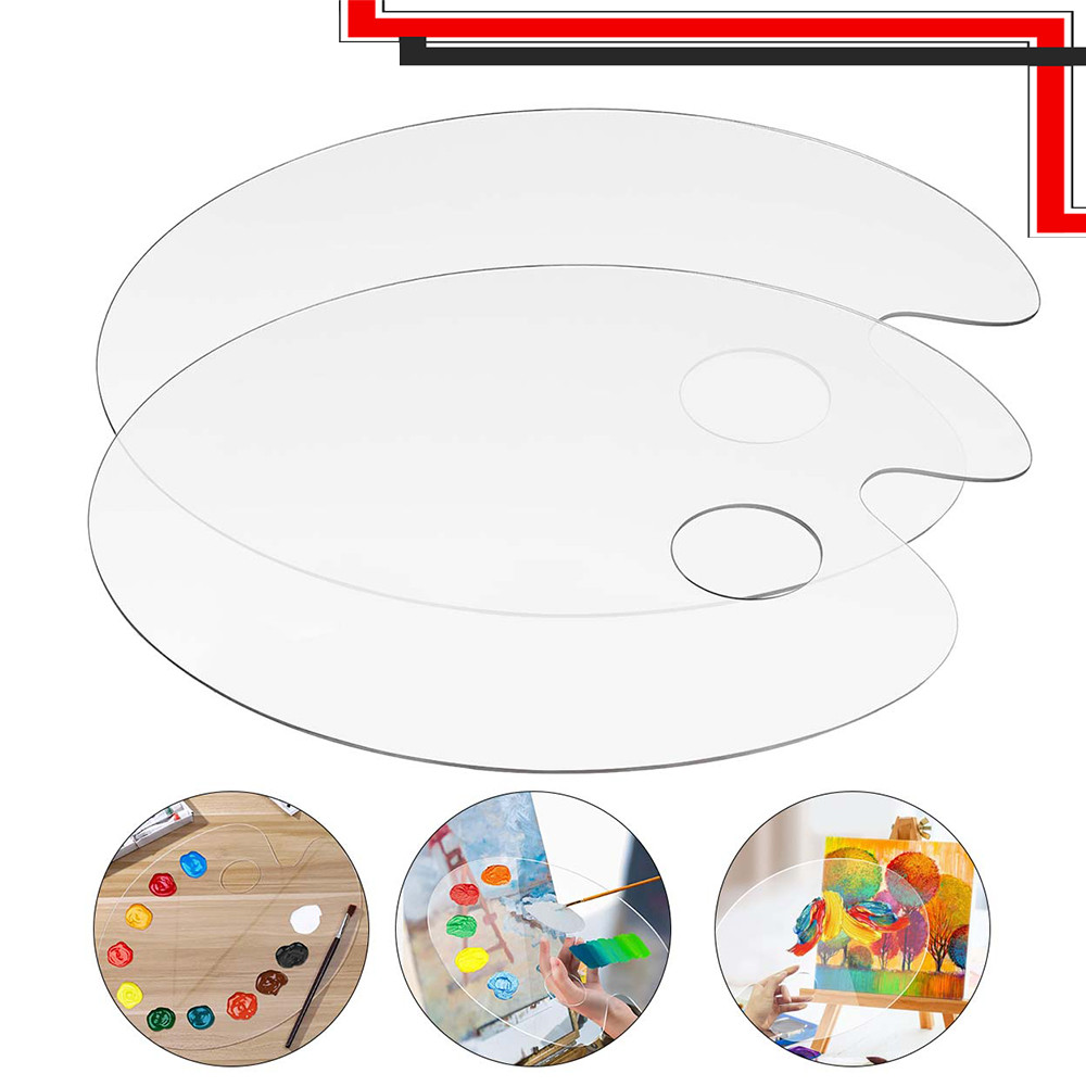 Paleta de tinta acrílica transparente, 2 peças, oval, 30 x 20 cm, fácil de limpar e reutilizar, para pintura a óleo em Oferta na Shopee