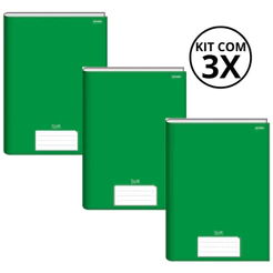 Kit Com 3 Caderno Brochura 96 Fls Pautado Capa Dura - Stiff KITS:KIT 02