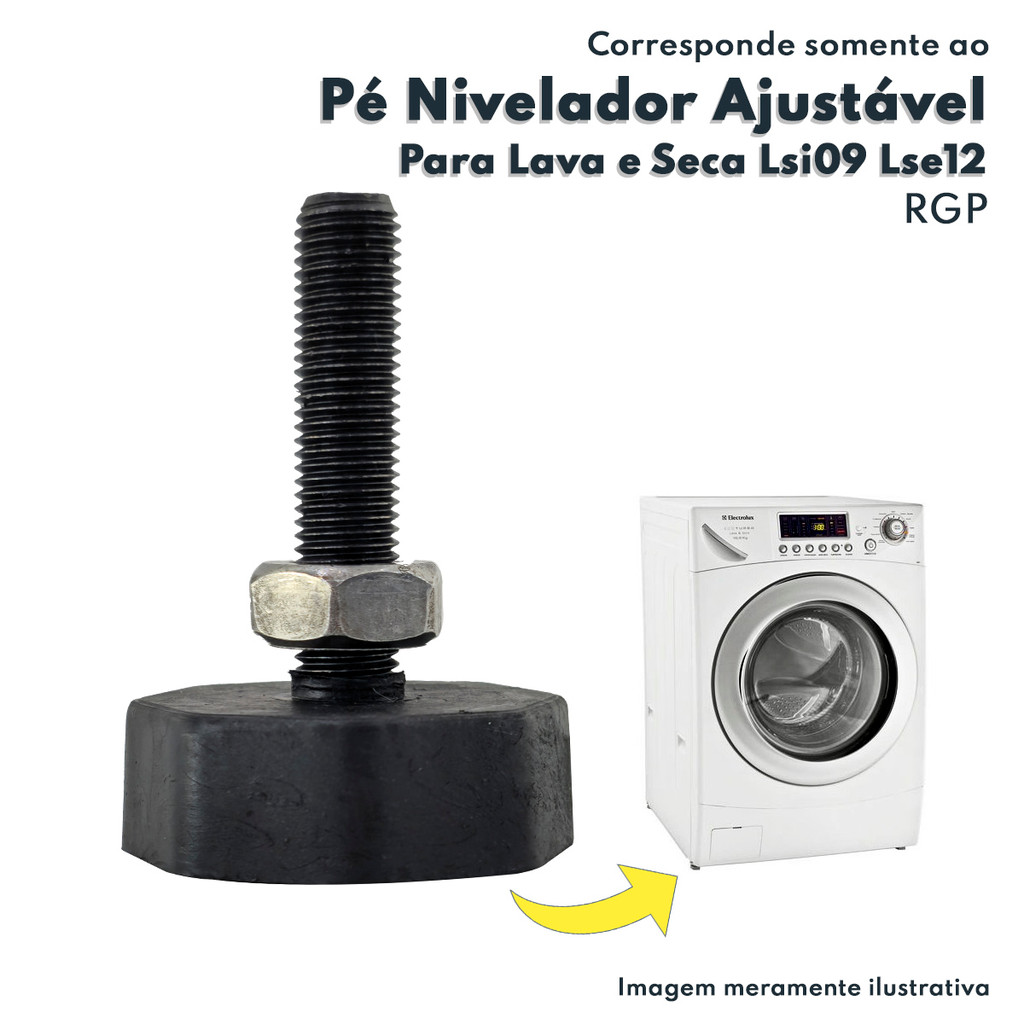 Pé Nivelador Ajustável Para Lava e Seca Electrolux Lse11 Lse09 Lsi09 Lse12 Lsi11 RGP