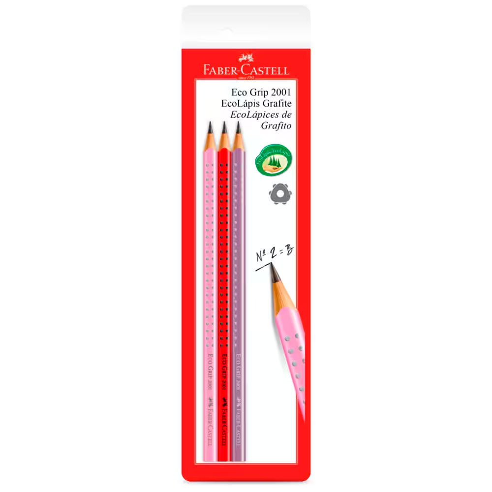 Lápis preto triangular SM/2001CRA com 3 unidades Faber-Castell
