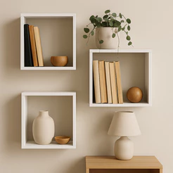 Kit 03 Nichos 30x30 Branco Sala Quarto Banheiro Decoração MDF