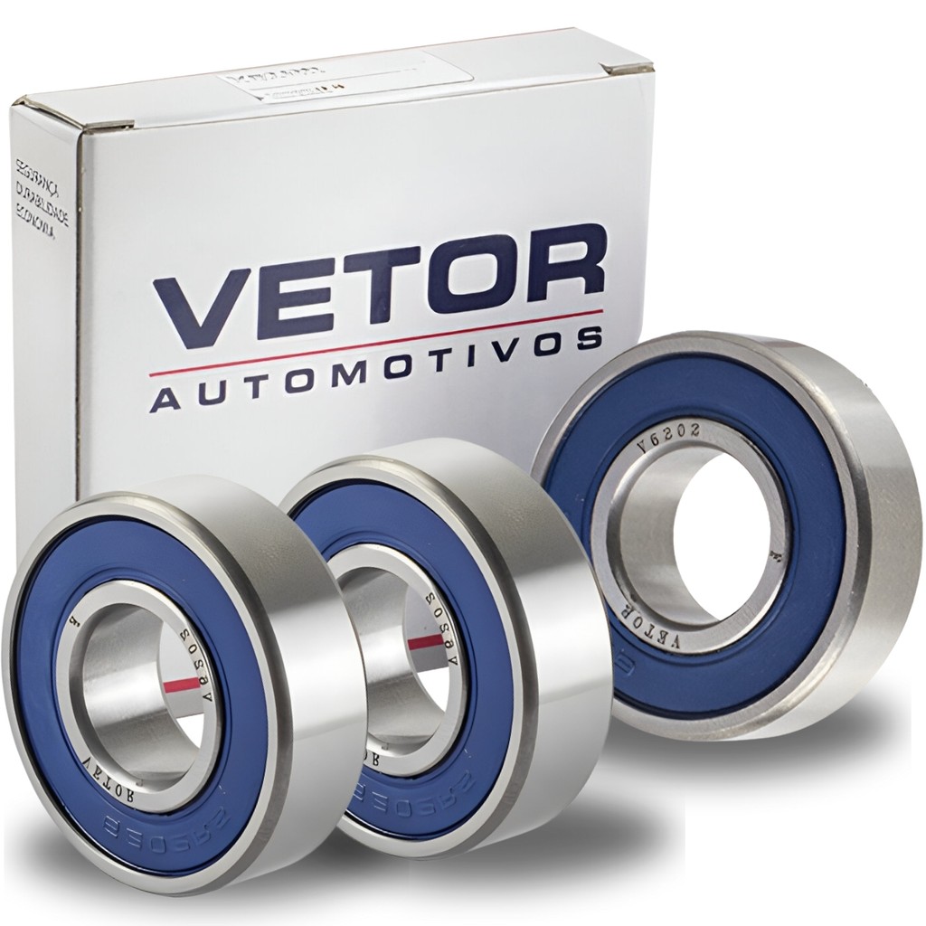 Kit 3 Rolamento de Esferas 6202 Vetor 2rs Aço Dupla Vedação 15x35x11mm Motor Alternador