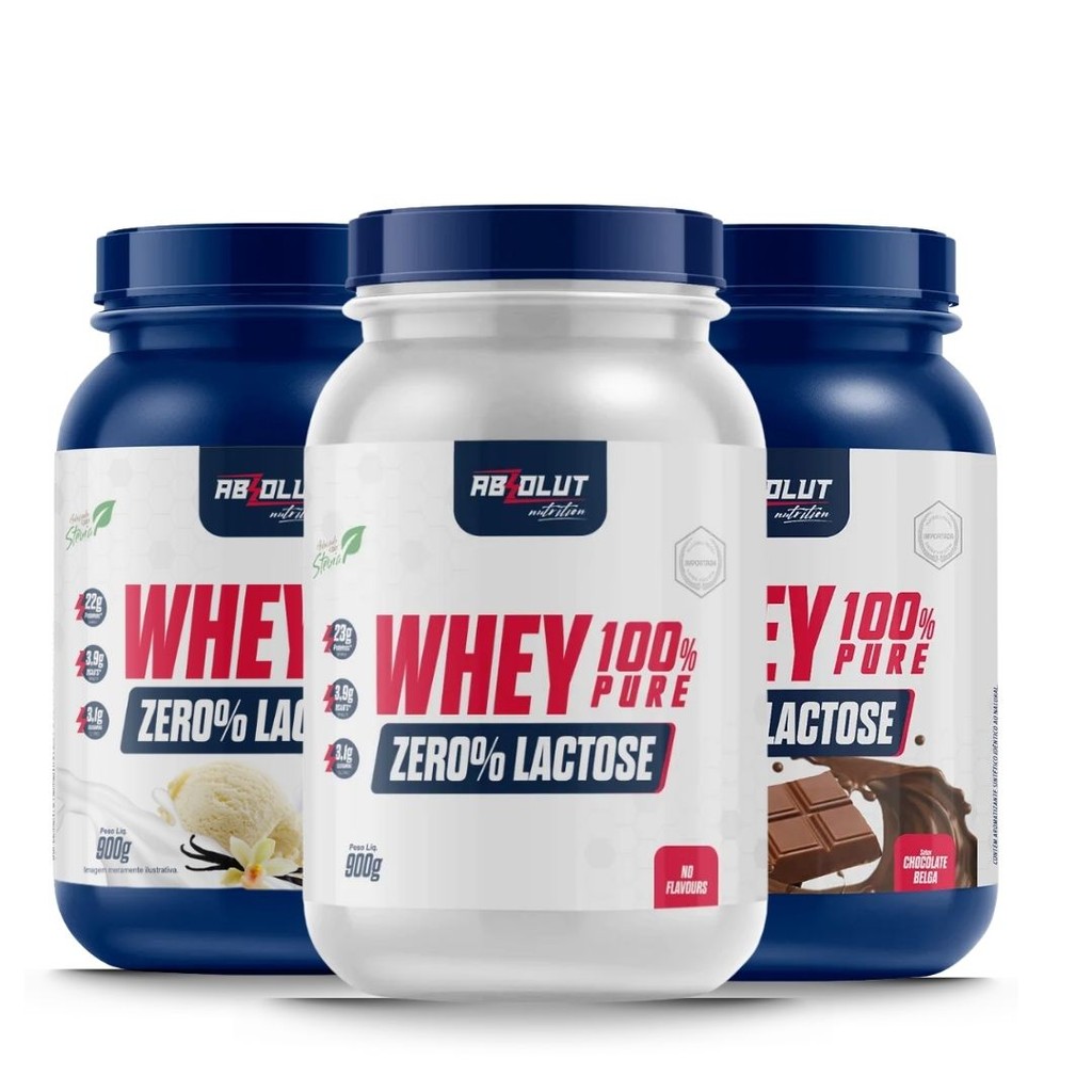 Whey Protein 100% Concentrado Zero Lactose Pote 900g Absolut Nutrition