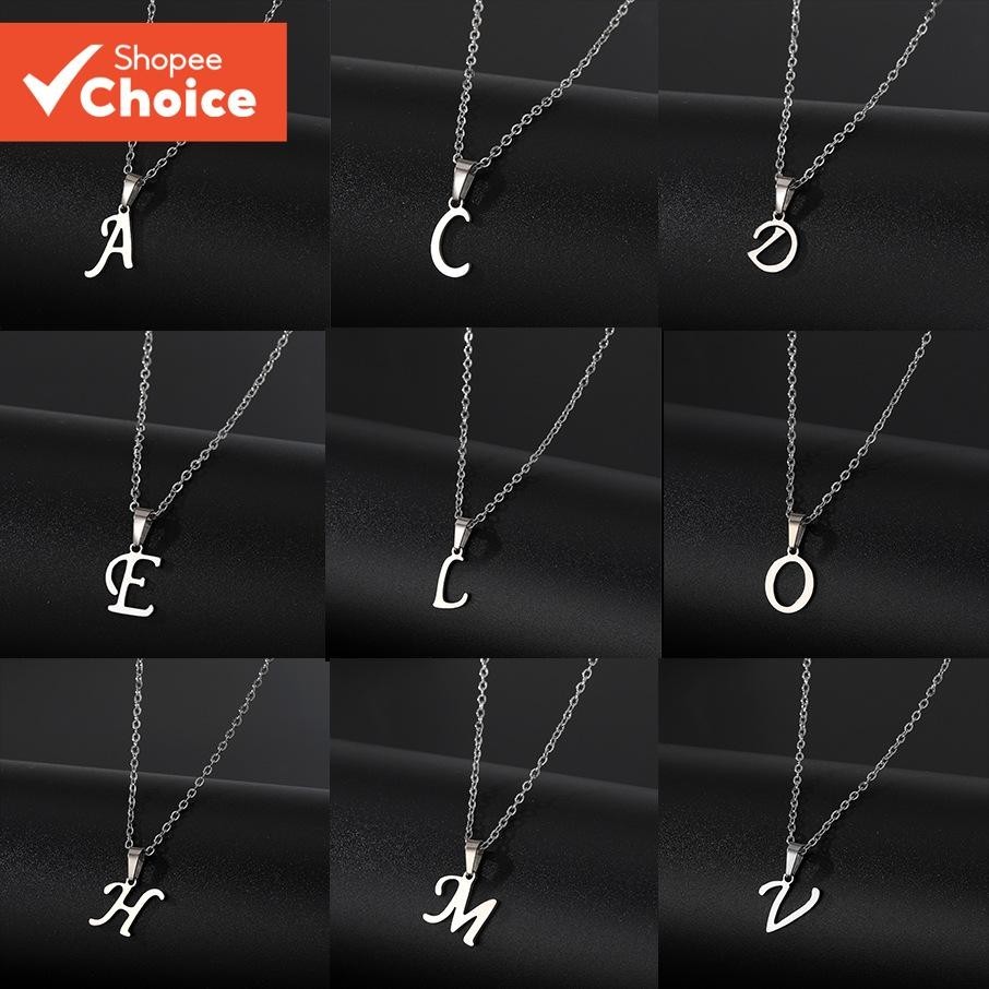 Colar Inicial De Letra De Prata A – Z Personalizado , De Corrente Sem Manchas De Aço Inoxidável Para Uso Diário Unissex 
