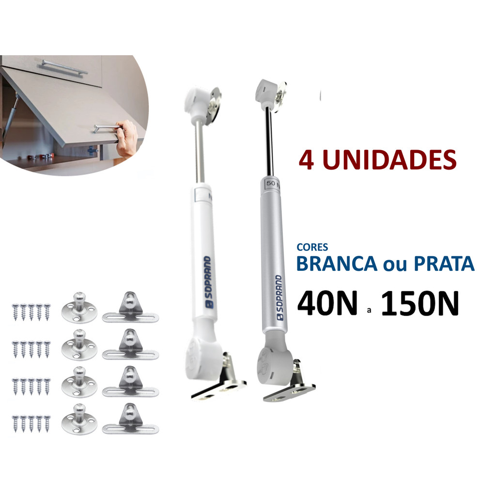pistão a gás amortecedor para porta de móveis e armários abre p/cima 4x em Oferta na Shopee