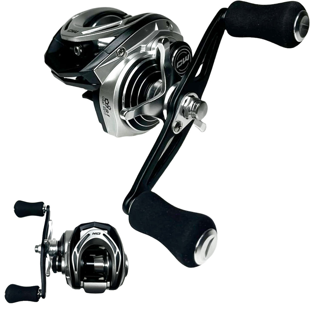 CARRETILHA DE PESCA CW MG SILVER - 9 ROLAMENTOS - DRAG 8KG - COROA/PINHAO EM BRONZE
