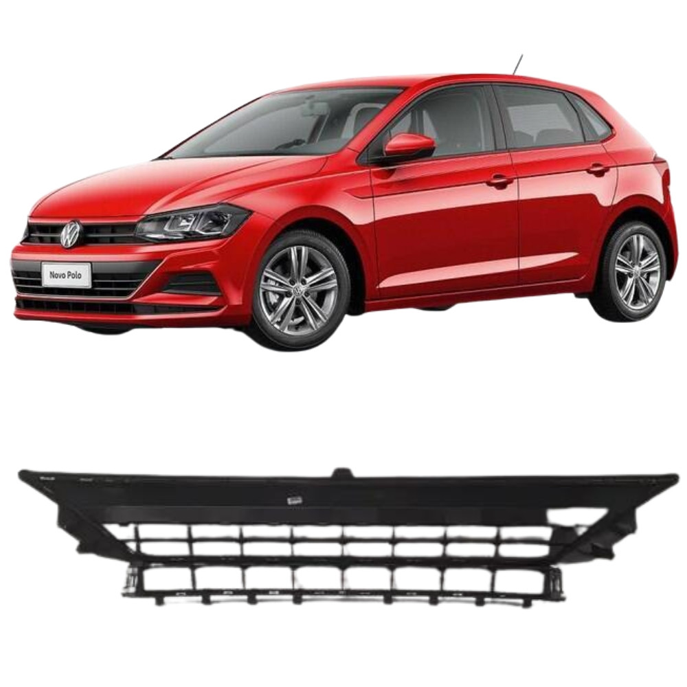 Grade Parachoque Inferior Central Volkswagen Polo Virtus 2017 18 19 20 21 2022 em Oferta na Shopee