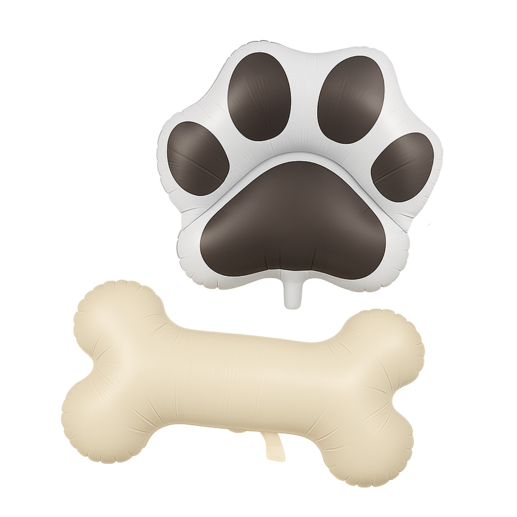 Kit 2 Balões PET - Formato Osso e Pata, Festa Pet e Pet Shop