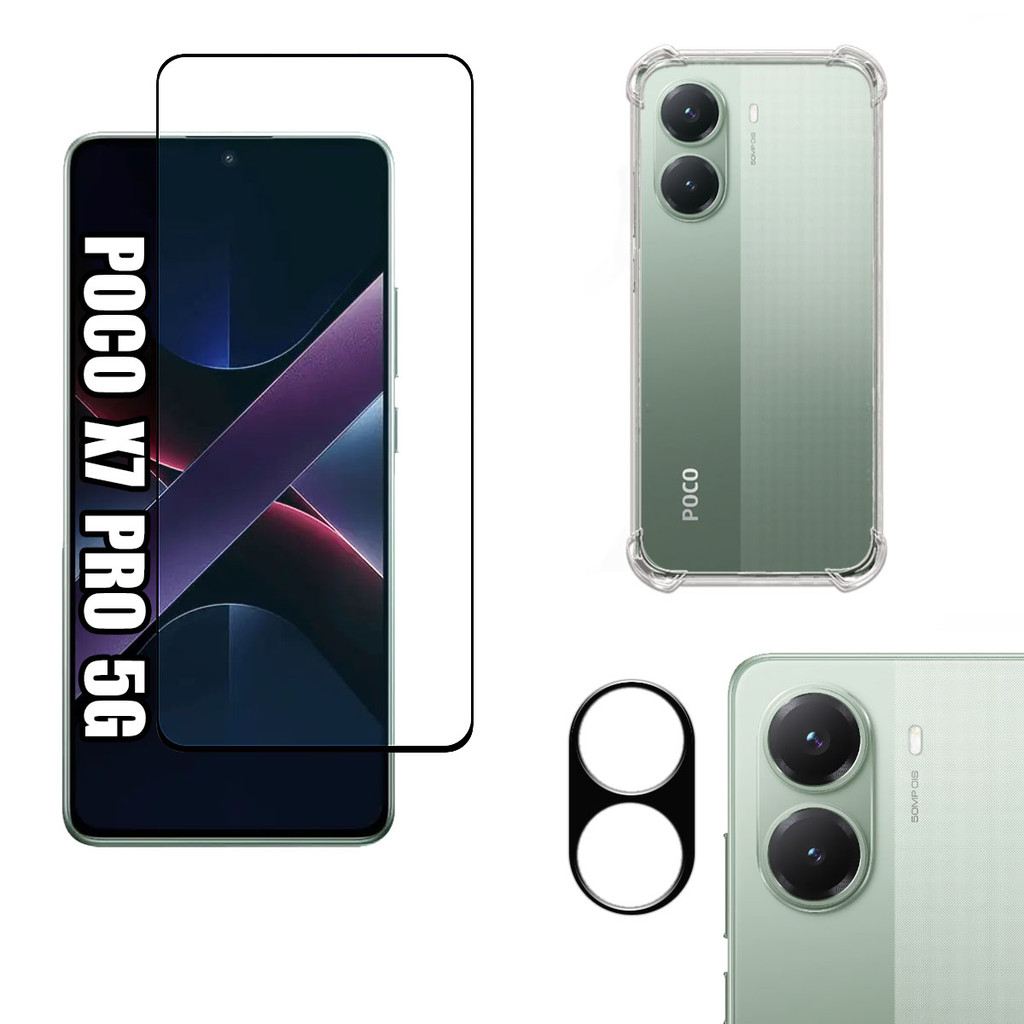 KIT Para Xiaomi Poco X7 Pro - Película de Vidro 3D - Capa - Câmera