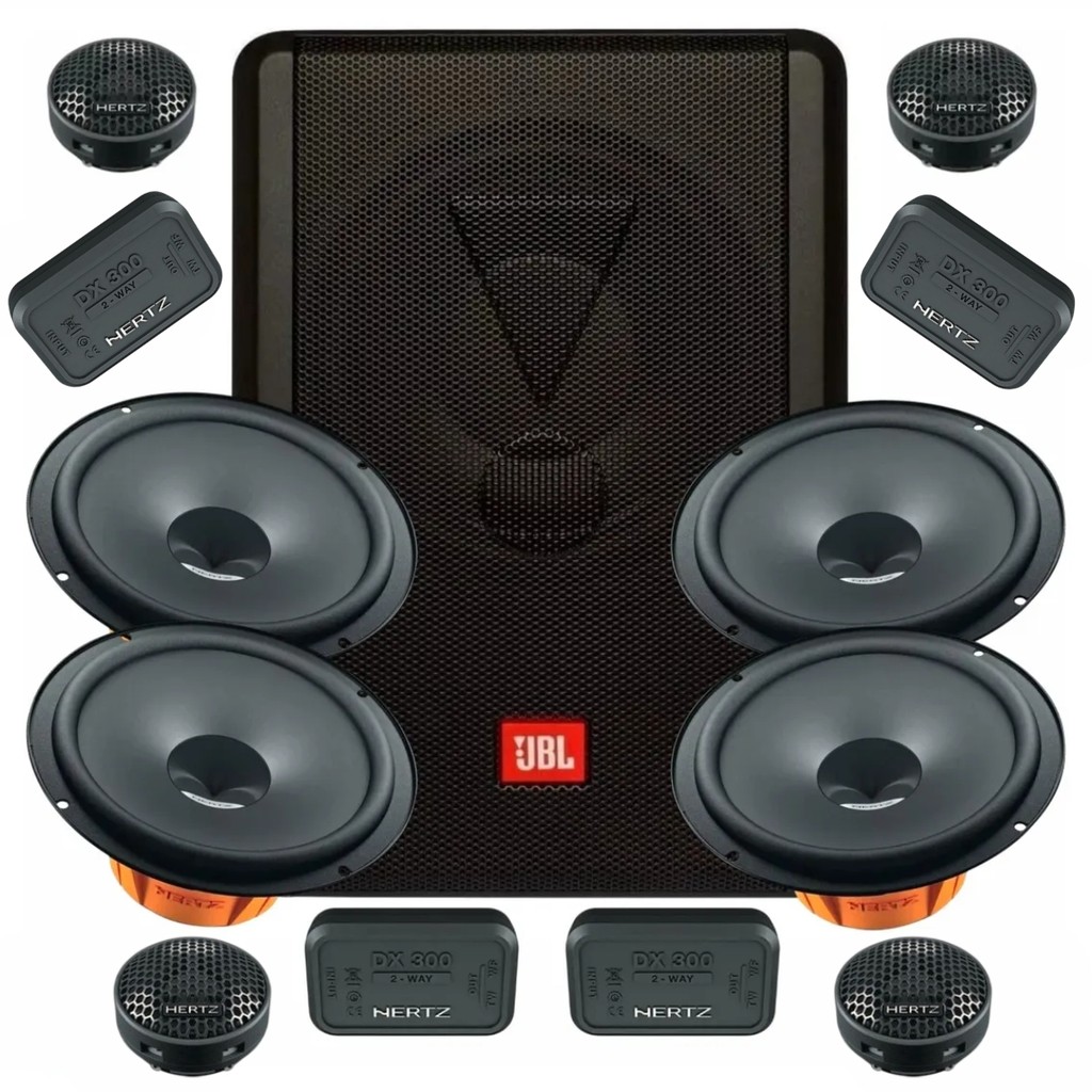 Kit Caixa JBL Ativa Amplificada ASW68AMS 100w + 02 Alto Falantes Hertz DSK165 160w