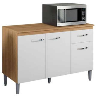 Balcão De Cozinha Gabriela Com Tampo 120cm Amêndoa Branco em Oferta na Shopee