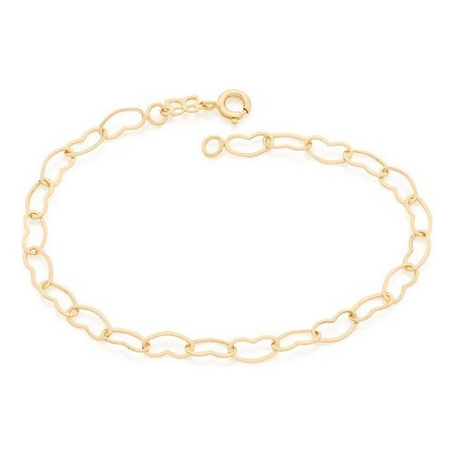 Pulseira Rommanel Corações Vazados Fol Ouro 18k 550683 Comprimento 19 Cm Diâmetro 19 Cm em Oferta na Shopee