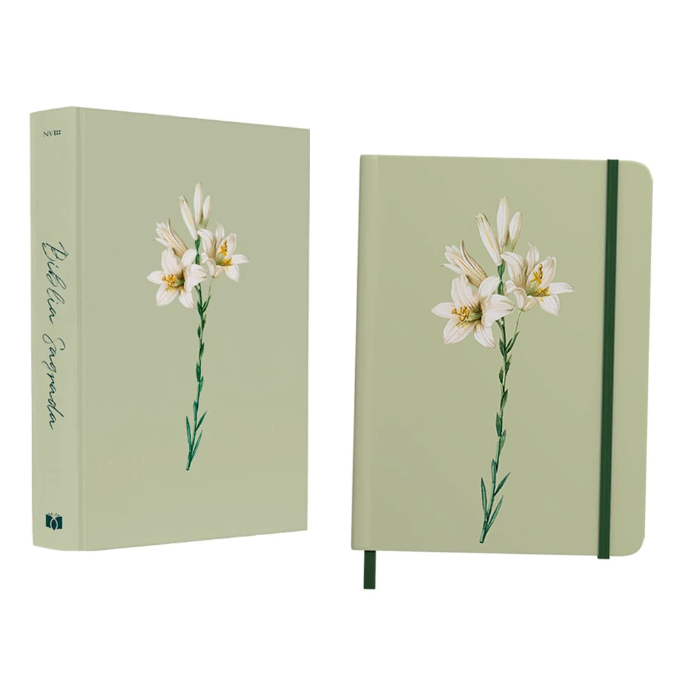 Kit Lírios | Bíblia lírios CAPA DURA verde + Caderno Moleskine em Oferta na Shopee