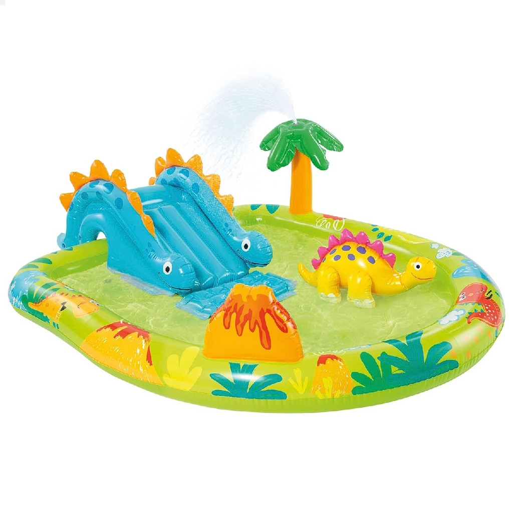 PISCINA PLAYGROUND INFLAVEL INTEX PEQUENO DINO 143 LITROS em Oferta na Shopee