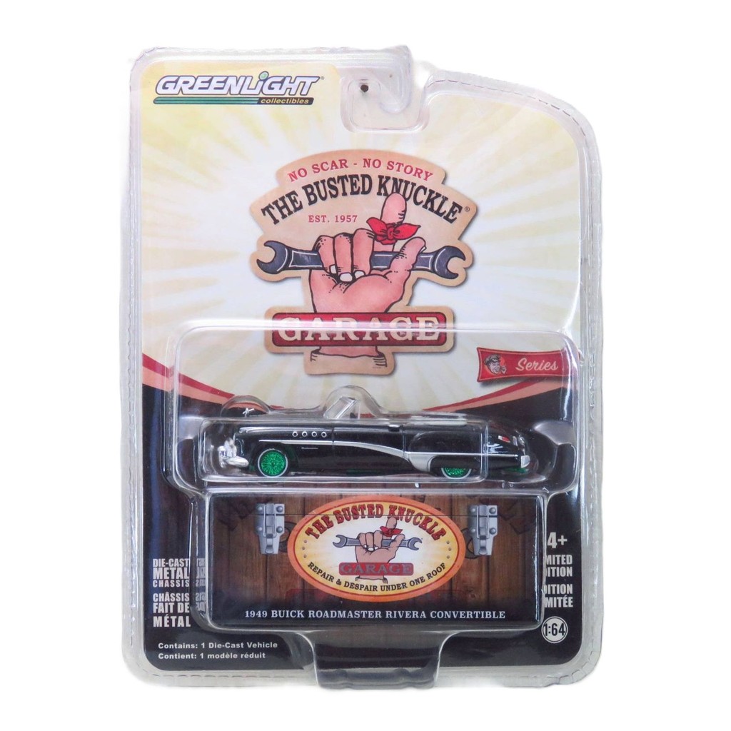1949 Buick Roadmaster Rivera Convertible Green Machine - The Busted Knuckle Garage - Série 2 - 1/64 - Greenlight